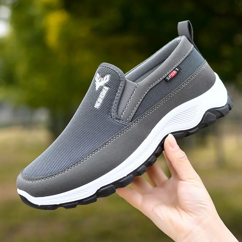 Herren Lauf- und Wanderschuhe Atmungsaktiv Orthopädische Reiseplimsolls Slip-On Bequem für Outdoor-Aktivitäten Wandern Gehen