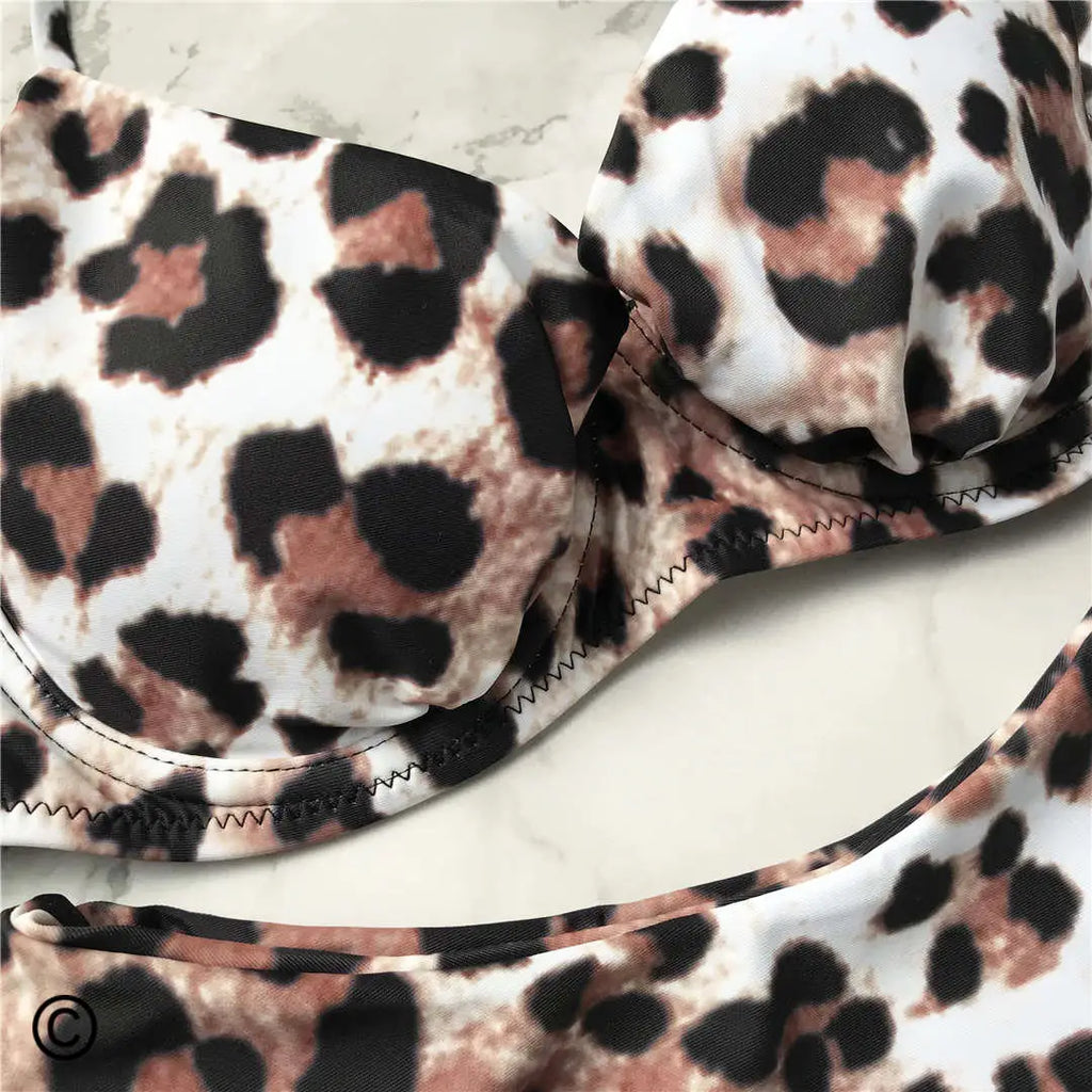 S - XL New Sexy Leopard Bikini Women Swimwear Female Swimsuit Two-pieces Bikini set Underwire Bather Bathing Suit Swim Wear V872 - Sun Studio