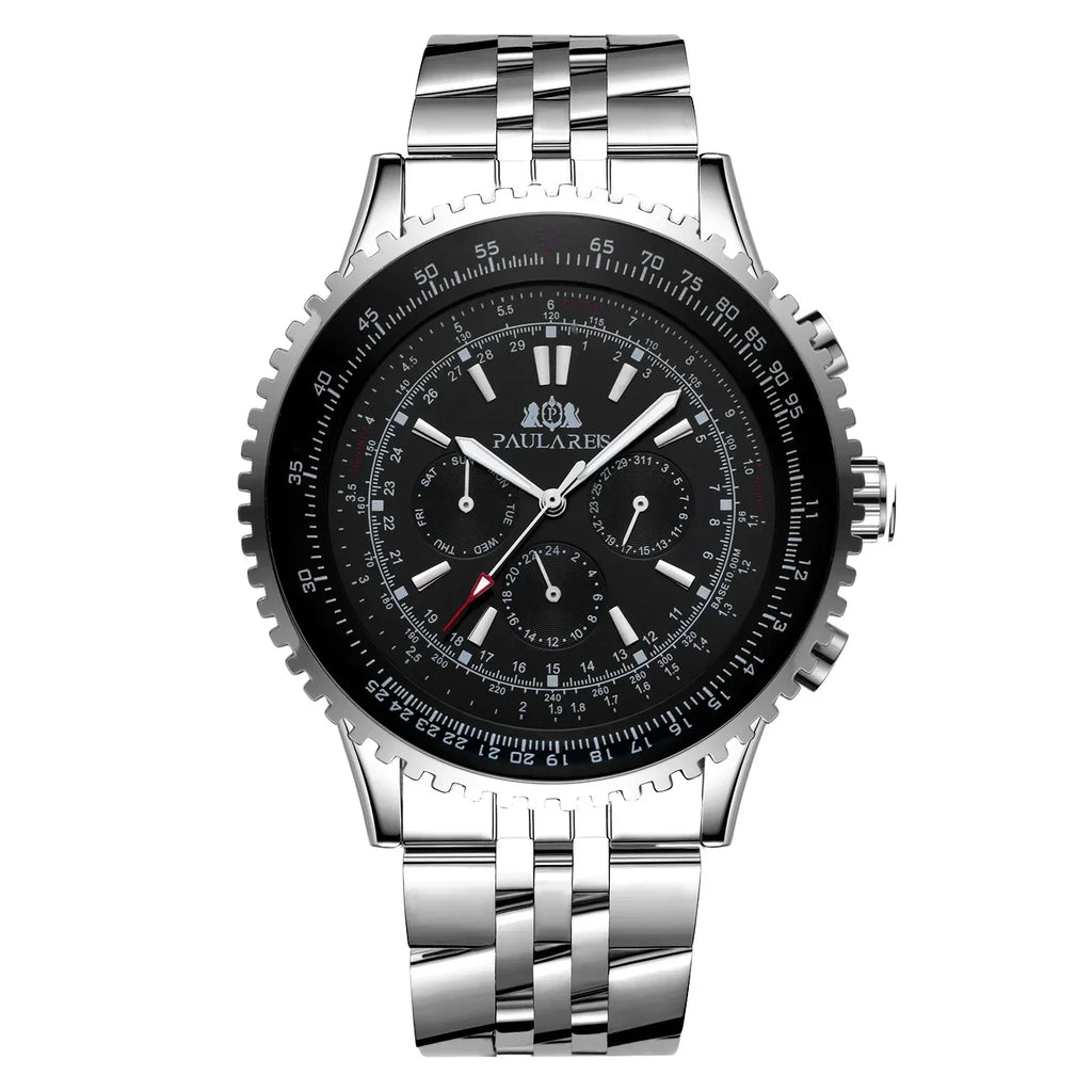 Automatic Mens Watch Mechanical Self Wind Movement Stainless Steel Fashion Sports Blue Black Big 50mm Classic Fashion Watches - Sun Studio