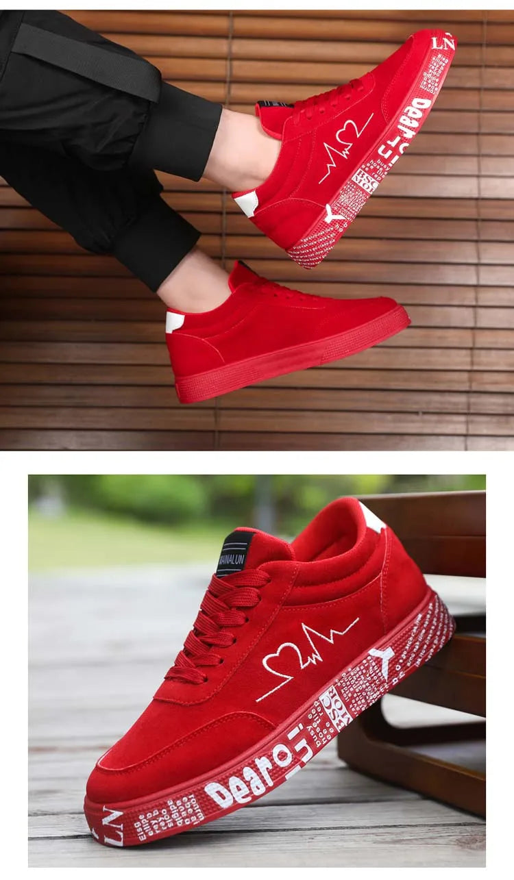 Breathable Mid-Top Sneakers , Heart & Music Graphic Design, Casual Streetwear Shoes for Couples, Valentine's Day & Birthday Gift - Sun Studio