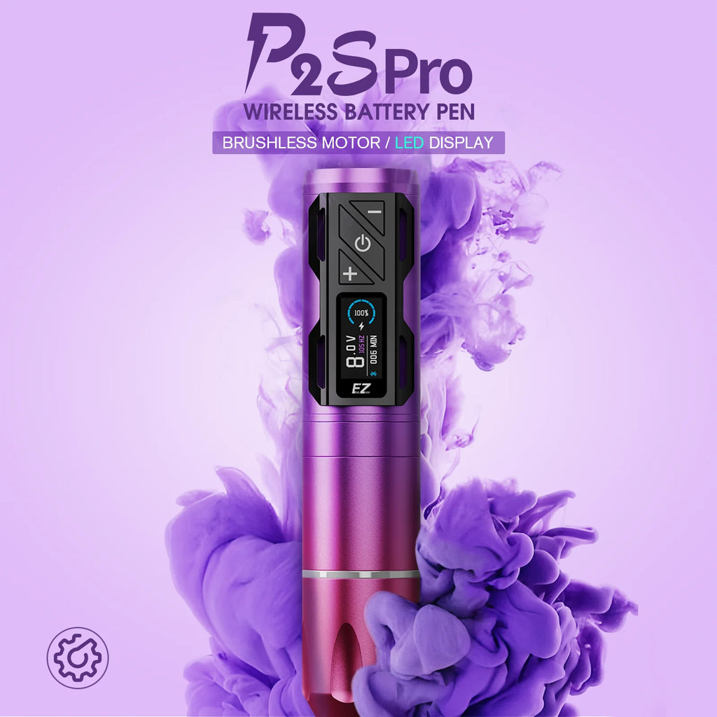 EZ P2S Pro Wireless Tattoo Machine Pen 4.0mm Stroke Battery 1800mAh OLED Digital Display Brushless Motor Tattoo Gun Supply - Sun Studio