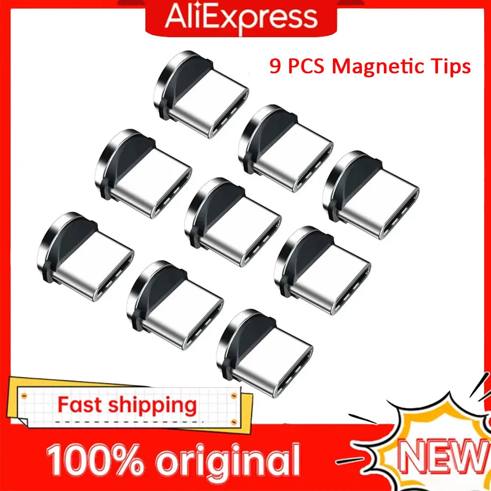 9pcs Converter Charging Cable Adapter For Mobile Phone 360 Degree Rotation Magnetic Tips Replacement Parts Easy Operate Durable - Sun Studio