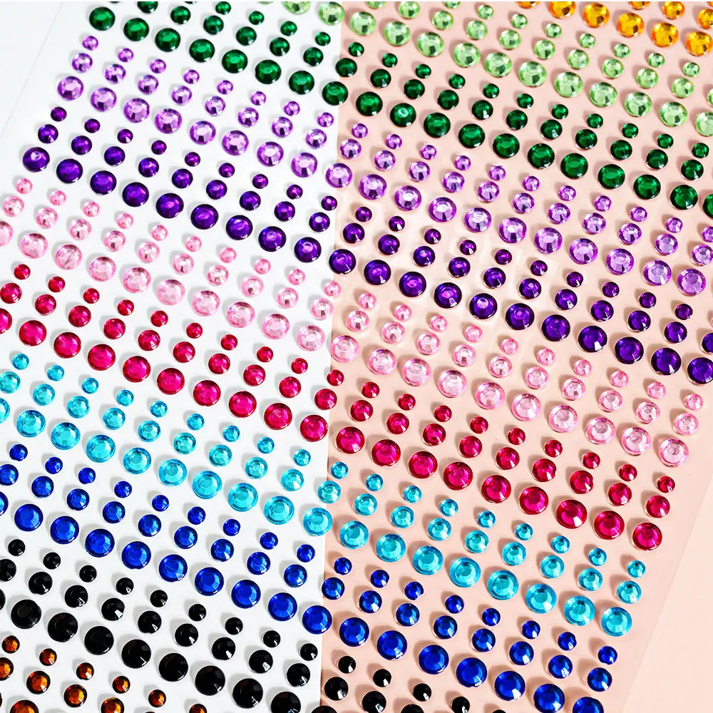 162/216/900pcs Eye&Face&Body Diamond Tattoos Stickers 3/4/5/6mm Colored Glitter Rhinestone Tattoo for Party Makeup Gem Accessory - Sun Studio