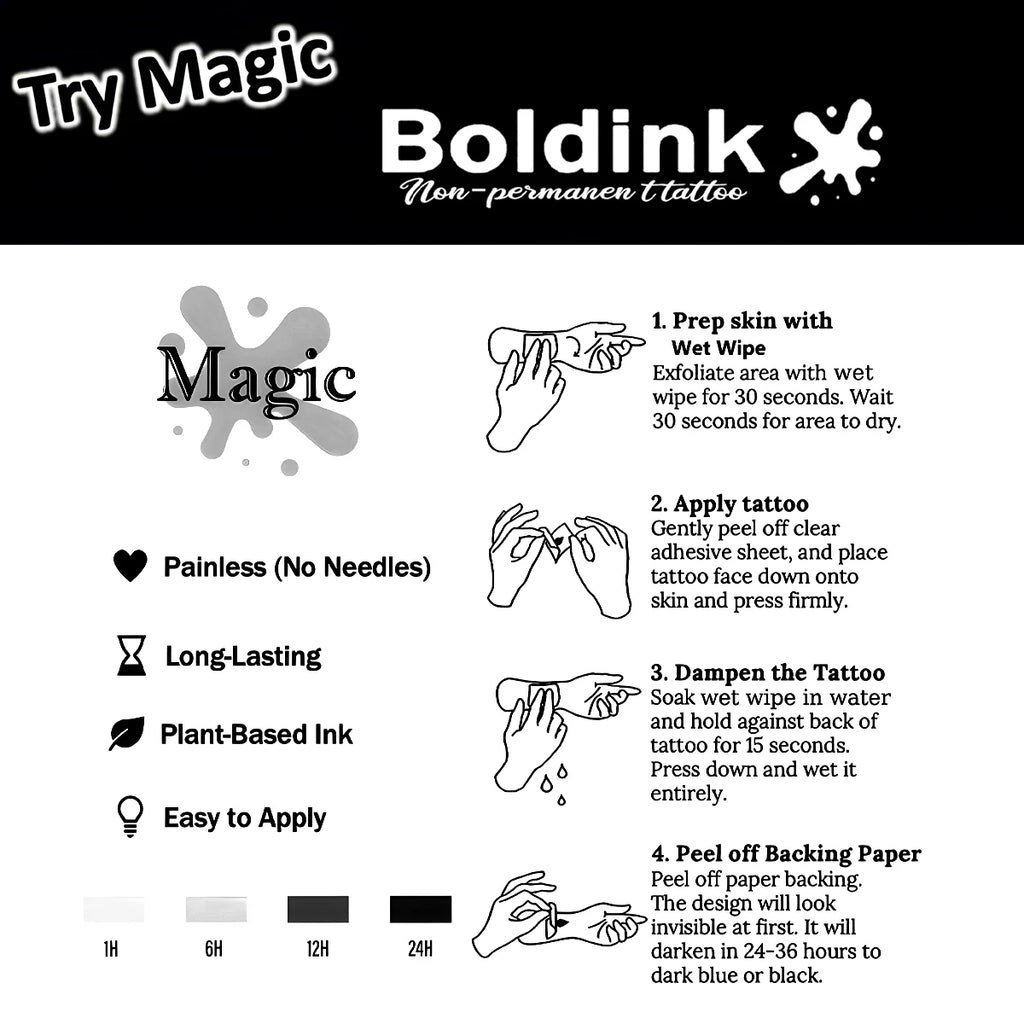 Boldink Crowned Sword with Wings Temporary Tattoo,Lasts To 15 Days New Technology Magic Waterproof Semi Permanent Sticker. - Sun Studio