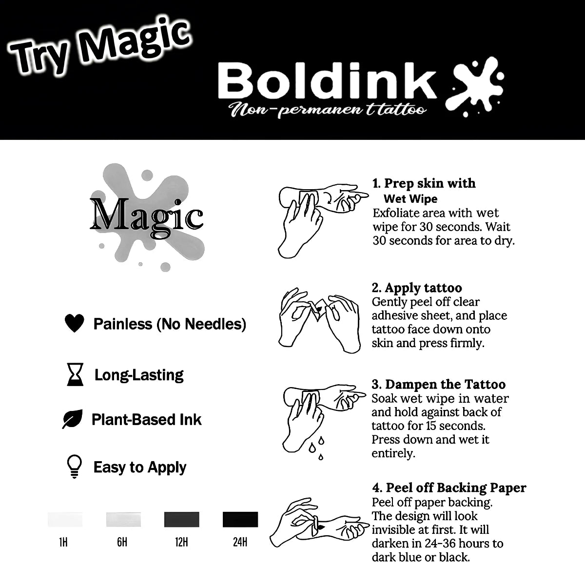 Rose Temporary Tattoo,Lasts To 15 Days New Technology Magic Waterproof Semi Permanent Sticker. - Sun Studio