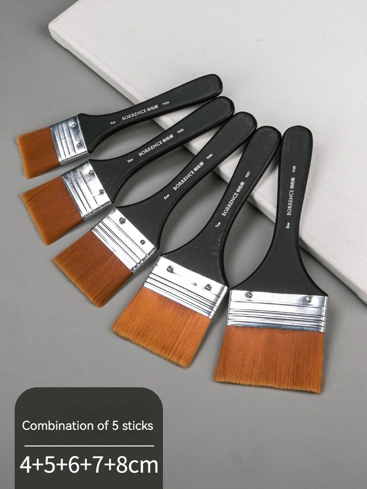 Borrence 1/2/3/5pcs Memory Nylon Paint Brushes Set for Acrylic Oil Drawing Watercolor Wooden Painting Brush Tools Art Supplies - Sun Studio