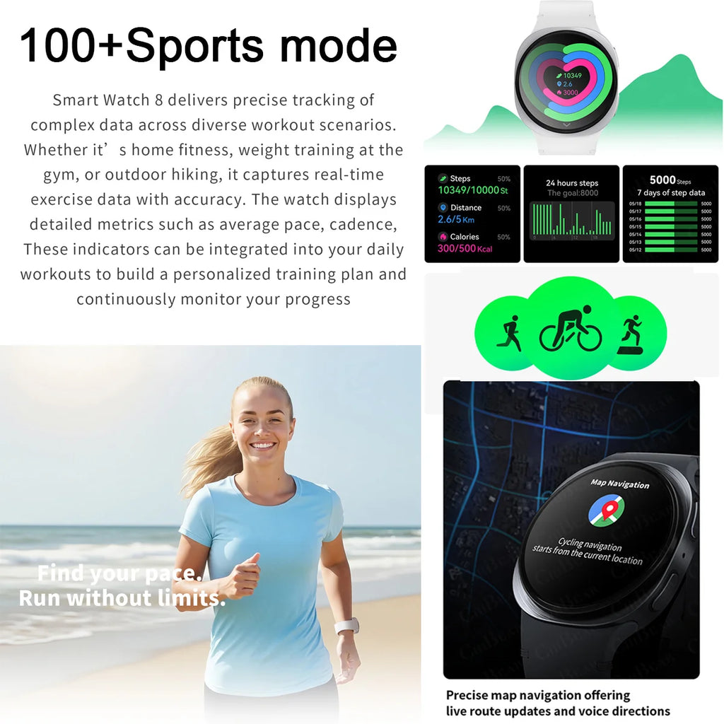2026 New Watches 8 Mini GPS Track Smart Watch For Men Women Health Sports AMOLED Heart Rate Bluetooth Call Waterproof Smartwatch - Sun Studio