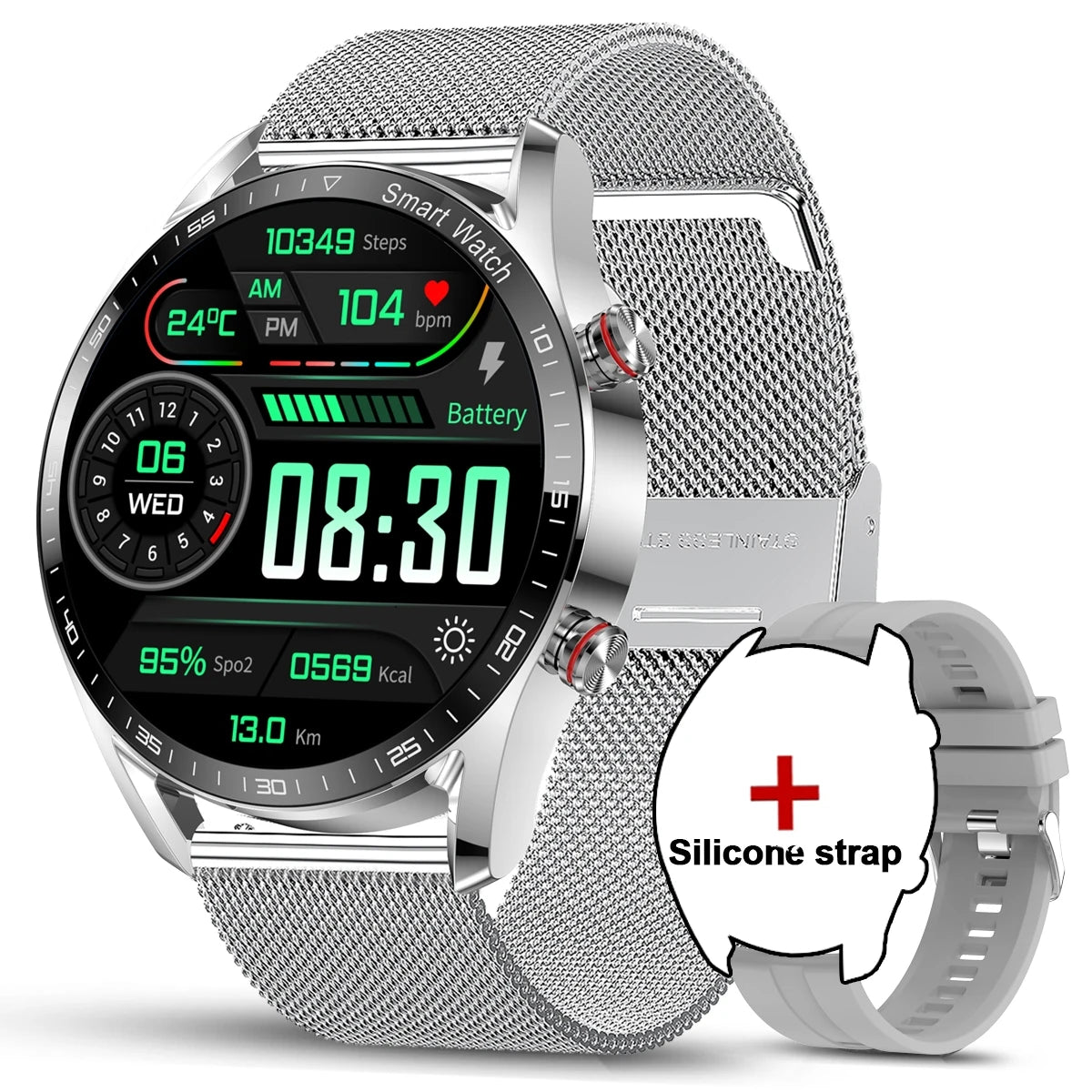 ChiBear Neue 1,53 Zoll Bluetooth Anruf Smartwatch für Männer Multi-Sport-Modus Herzfrequenz Gesundheitsüberwachung Wasserdicht Business Smartwatch
