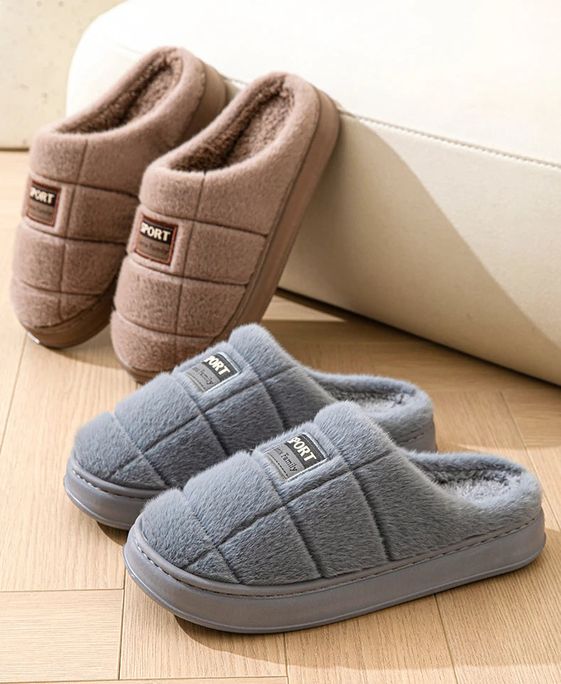 Winter New Couple Slippers Men Fashion Thick Sole Indoor shoes Warm Non-Slip Home Flat Shoes Platform Male Cotton Slipper Homme - Sun Studio