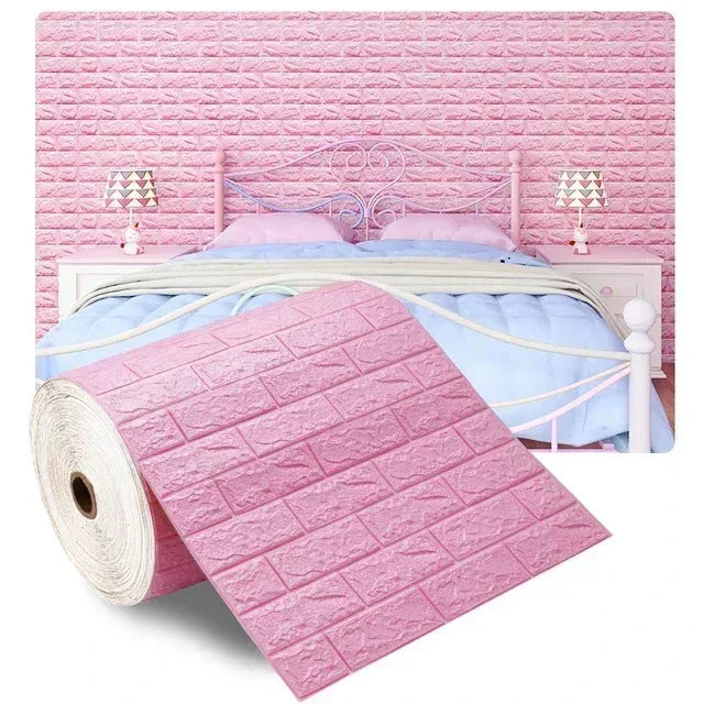 3D Self-Adhesive Wallpaper 70cm*1/5/10m Continuous Waterproof Brick Wall Stickers Living Room Bedroom Children's Room Home Decor - Sun Studio