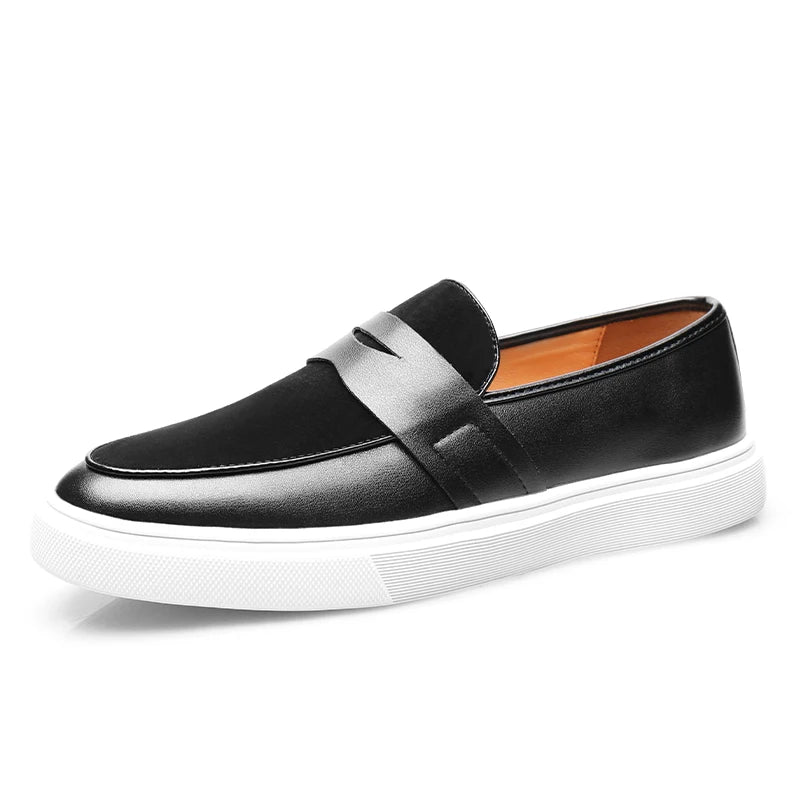 Fashion Men's Casual Slip-on Leather Shoes Men Classic British Style Penny Loafers Mens Outdoor Board Shoe Driving Flats - Sun Studio