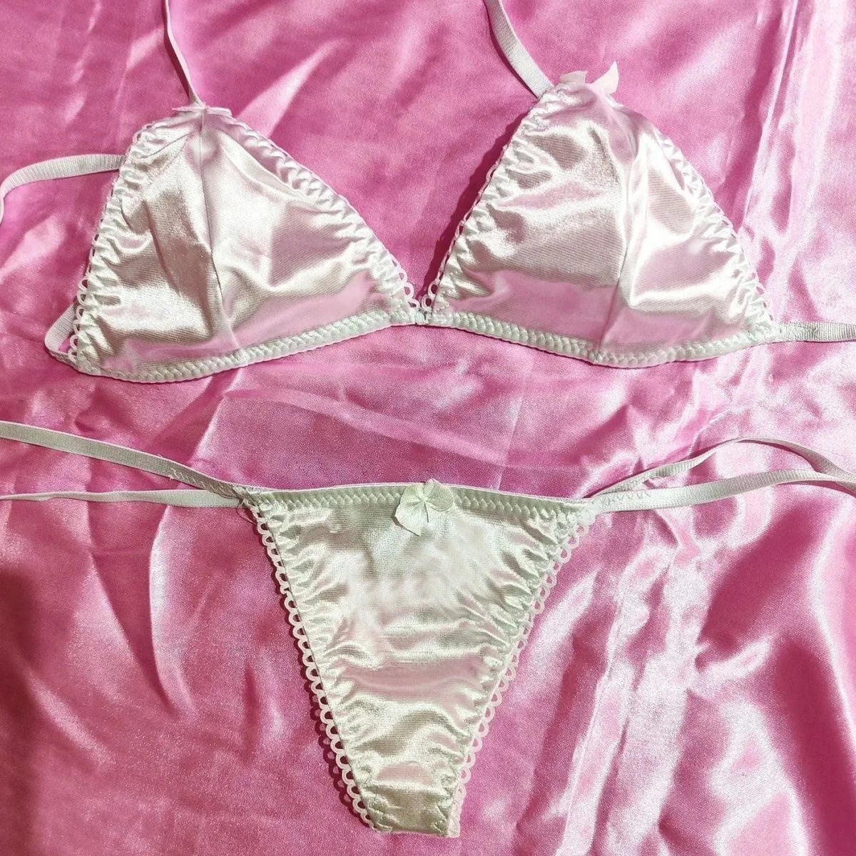 Custom Thongs Bra Sets Bikini With Embroidery Letters Name Personality String Sexy Panties Y2k Hotwife Underwear Pink Swimsuit - Sun Studio