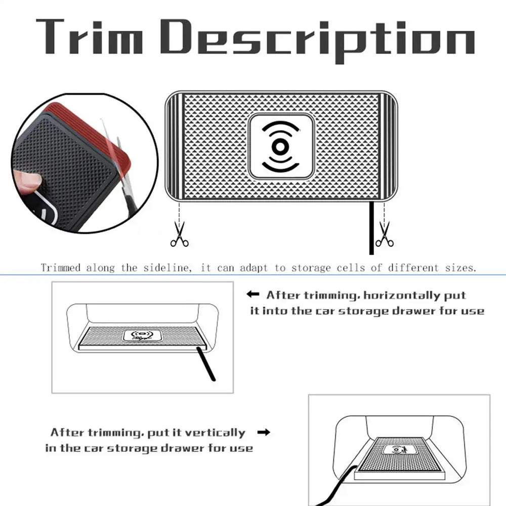 Wireless Phone Charger Wireless Car Charger Pad For Car 39 Inch Cable Automatic Sensing Non-Slip Charging Mat For Phone Vehicle - Sun Studio