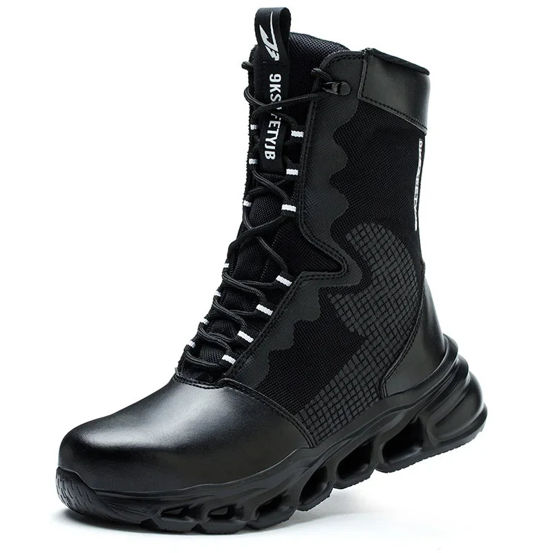 Neue Mode 2024 Herren Stiefel Sicherheitsschuhe Sicherheitsstahlkappe Militärstiefel Arbeitsstahlkappe Anti-Quetschen Herren Arbeitsschuhe