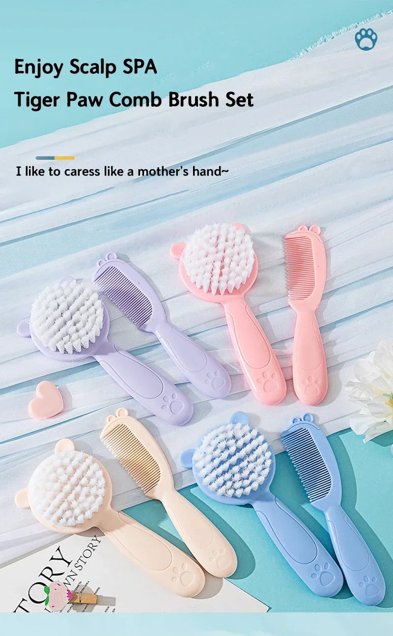 2pcs Set Baby Care Comb Anti-scratch Boy Girl Hairbrush Kids Combs Newborn Hair Brush Infant Comb Head Massager - Sun Studio