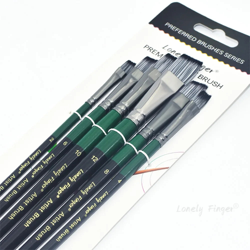 Acrylic Paint Brushes, 6Pcs Nylon Hair Paint Brush Set for All Purpose Oil Watercolor Painting Artist Professional Kits - Sun Studio