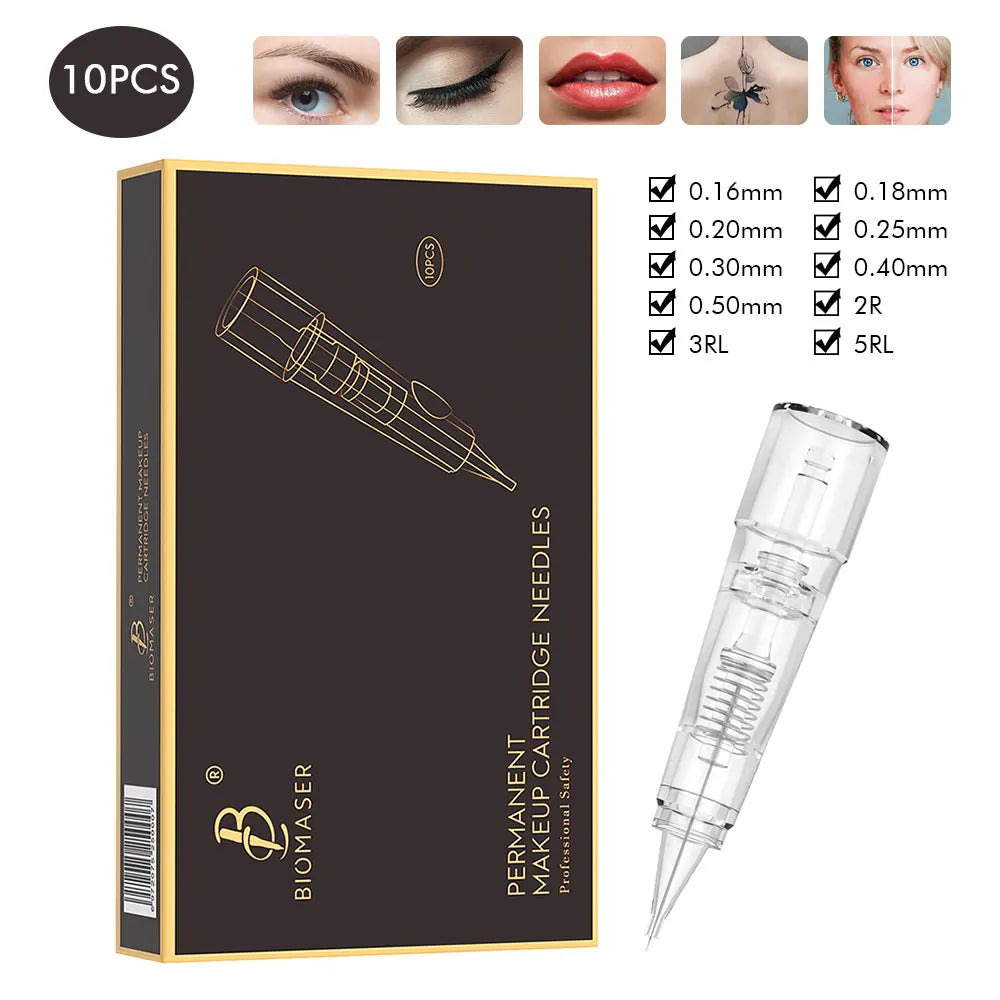 Biomaser Professional Permanent Makeup Cartridge Needles 1R/2R/3RL/5RL Disposable Sterilized Tattoo Pen Machine Needles Tips - Sun Studio