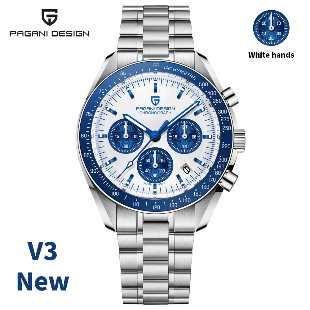 PAGANI DESIGN Monduhren Männer Quarz Uhr für Männer Auto Datum Geschwindigkeit Sport Chronograph AR Saphir Spiegel Armbanduhr 2025 Neu