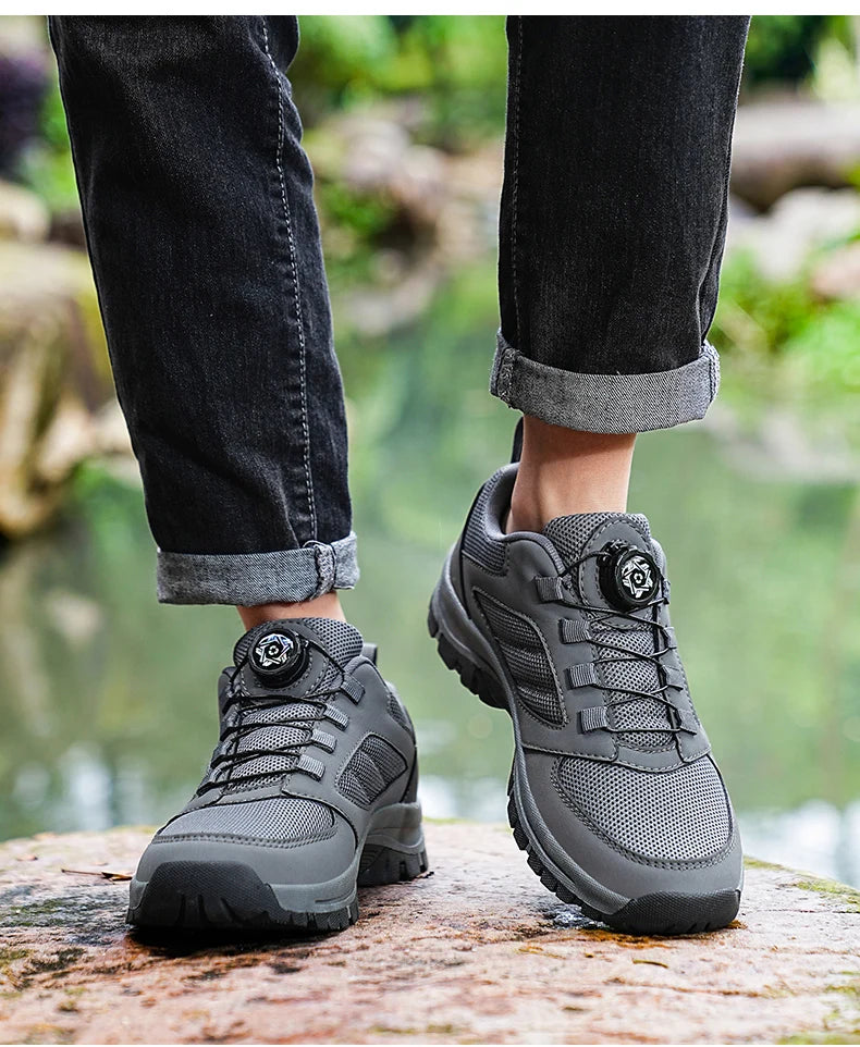 Men'S Spring And Autumn Outdoor Sports Shoes With Rotating Buckle Convenient Comfortable Anti Slip Hiking Shoes Large Size 39-48 - Sun Studio