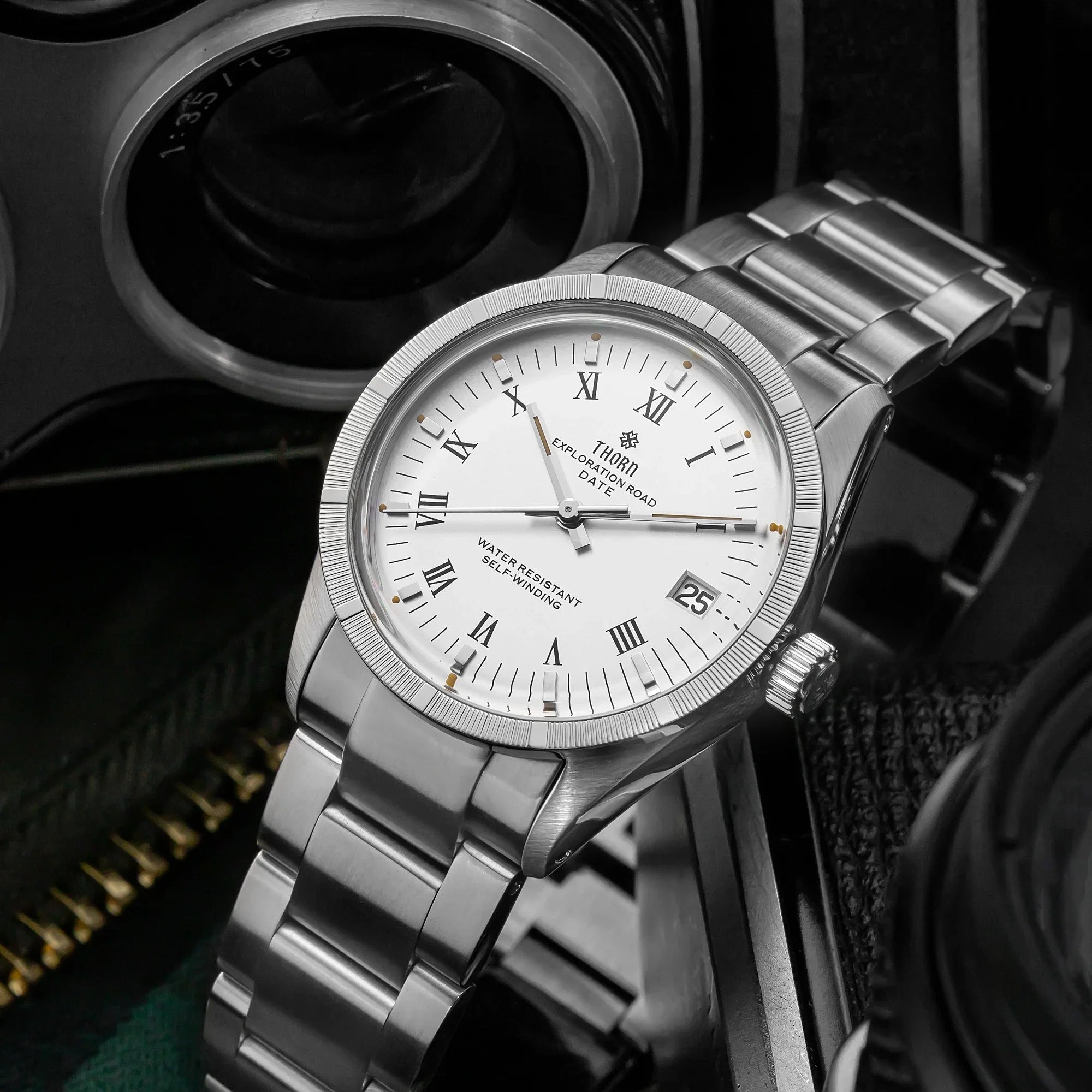 THORN T004 34mm Retro Men's Watch Automatic Movement Watch Hemisphere Sapphire Luminous 10Bar Waterproof Watches - Sun Studio