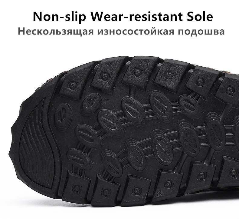 Hot Sale Summer Men's Sandals Outdoor Non-slip Men's Beach Sandals Handmade Genuine Leather Men's Shoes Fashion Men Sneakers - Sun Studio