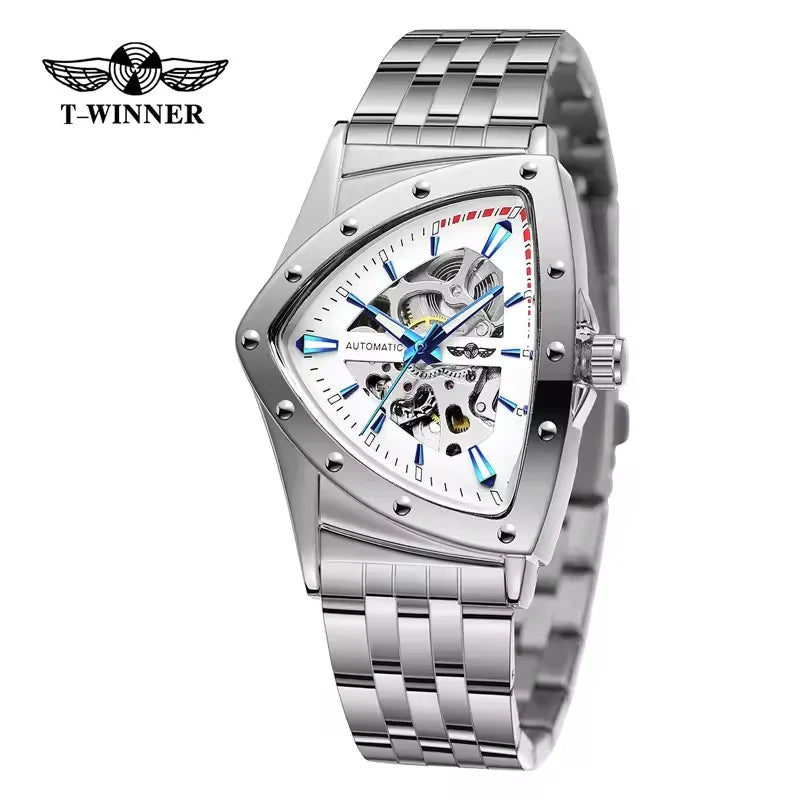 WINNER 395S Men's Mechanical Watch Fashion Business Gold Luxury Brand Waterproof Triangle Skeleton Men's Automatic Watches reloj - Sun Studio