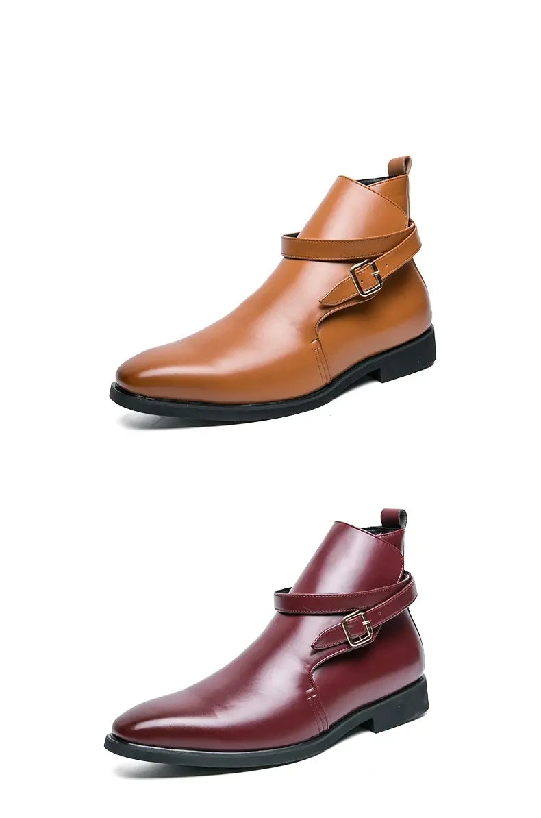 European Station New Men Pointed Chelsea Boot Side Buckle Casual Classic Size 38-48 Male Boots - Sun Studio