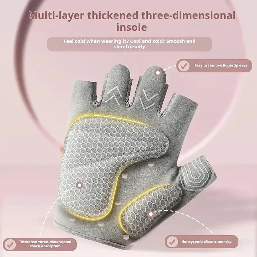 Fitness gloves - anti-slip, anti-curl, semi-fingered wrist guards for bar exercises, sports, cycling, yoga, outdoor activities. - Sun Studio