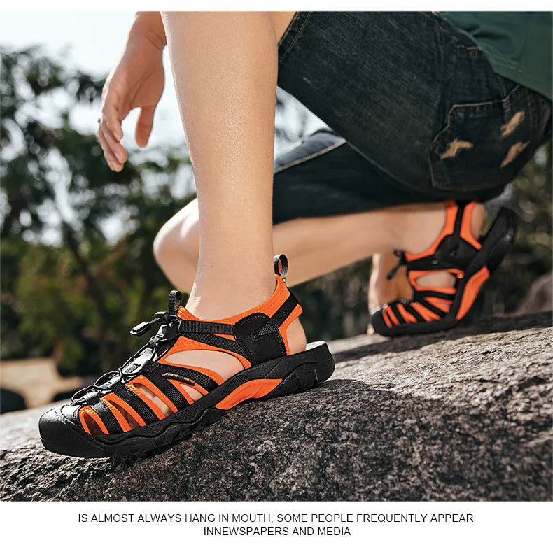 New Summer Genuine Leather Men Sandals Fashion Design Men's Casual Sneakers Comfortable Beach Men's Sandals Outdoor Wading Shoes - Sun Studio