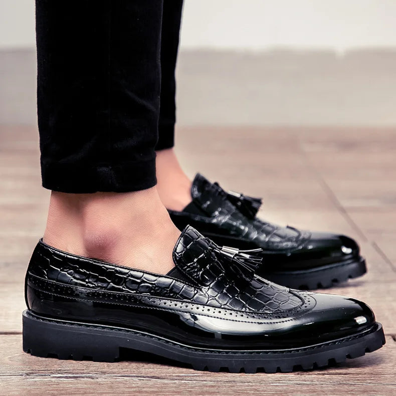 New Fashion Men's Dress Shoes Breathable Comfortable Leather Loafers Vintage Business Social Oxfords Zapatos De Vestir Hombre - Sun Studio
