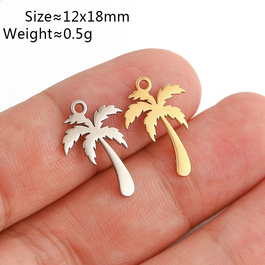 5Pcs Summer Hat/Lip Kiss/Swimsuit/Airplane Travel Charm  Stainless Steel Jewelry Making Craft DIY Bracelets Necklace Accessories - Sun Studio
