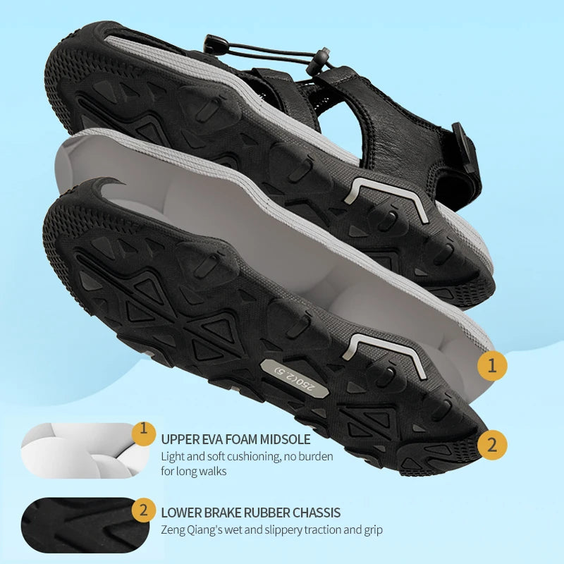GOLDEN CAMEL Outdoor Men's Sandals Shock-absorbing Foam Brake Casual Shoes Slippers Beach Shoes for Hiking Fishing Breathable - Sun Studio