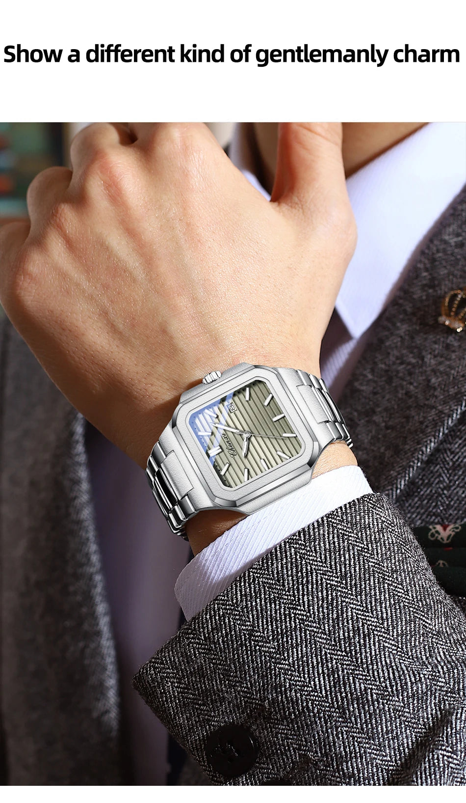 2025 New Man Watches Luxury Fashion Square Men's Quartz Watch Calendar Luminous Waterproof Stainless Steel High Quality Clock - Sun Studio