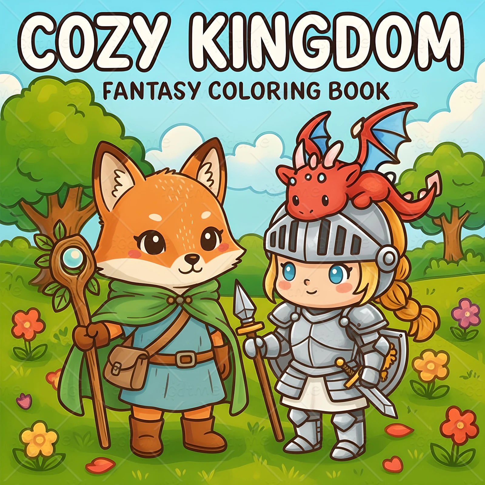 COZY KINGDOM FANTASY Bold-easy Patterns Coloring Book for Adults Cute Drawing Book Perfect Gift for Party and Birthday - Sun Studio