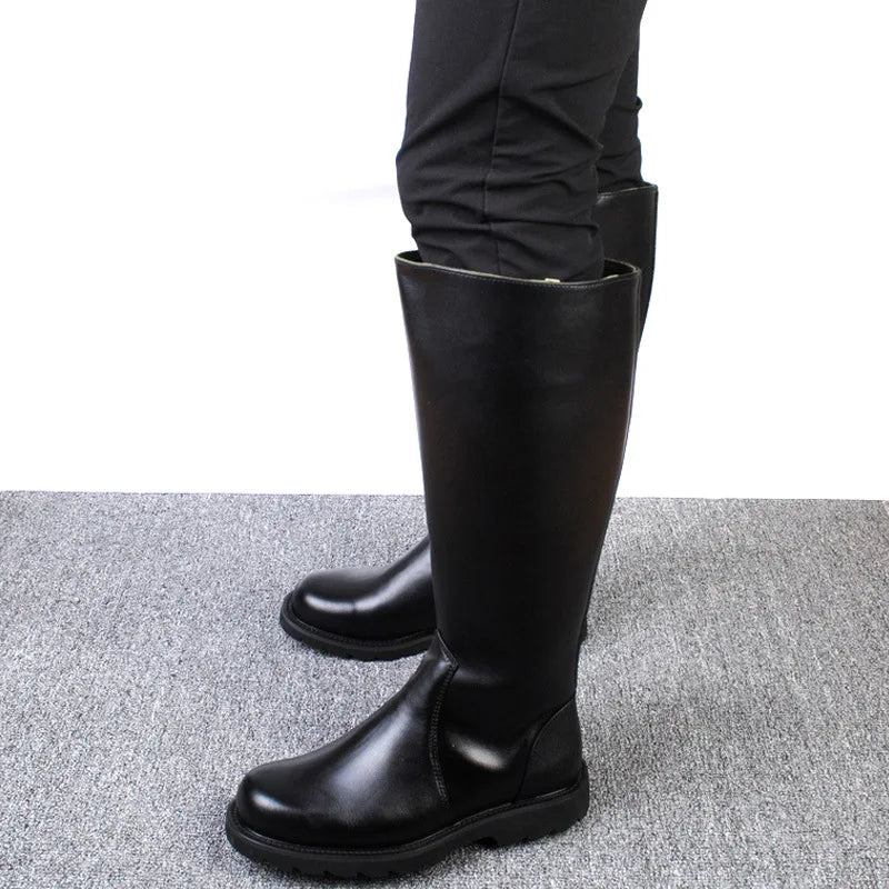 Fashion Knee High Black Long Boots  for Men New 2026 Quality Genuine Leather Shoes Knight Riding Boots Plus Size 38-46 - Sun Studio