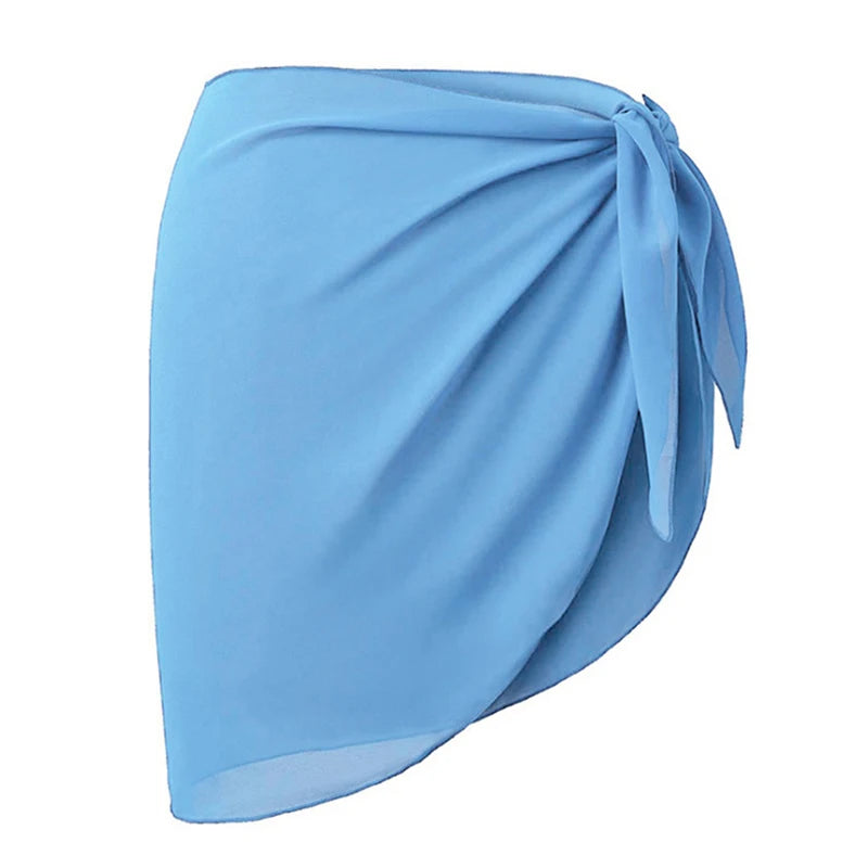 Women Short Sarongs Swimsuit Summer Coverups Beach Bikini Wrap Sheer Short Ladies Skirt Chiffon Scarf Cover Ups For Swimwear - Sun Studio
