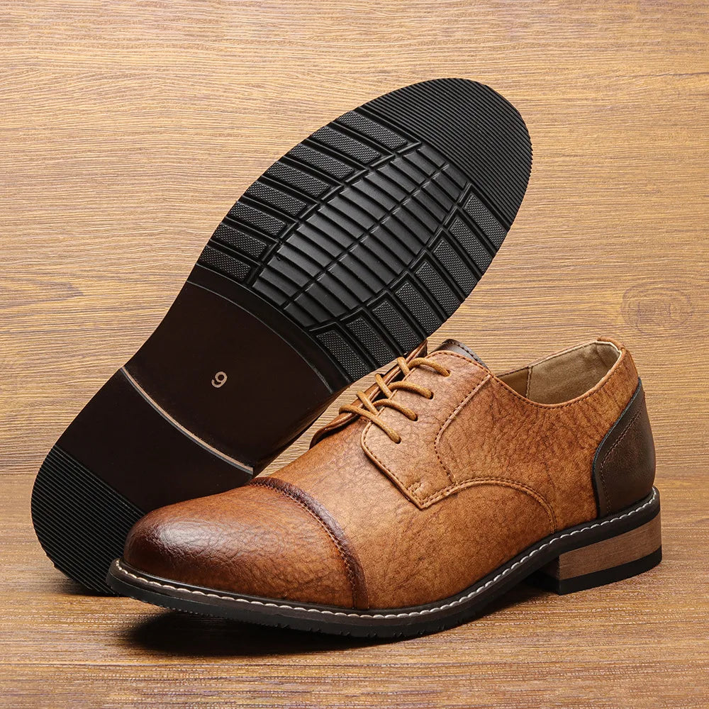 Business Men's Leather Shoes European American Casual Man Leather Shoe Retro Trend Men's Shoes Large Size Leather Shoes for Men - Sun Studio