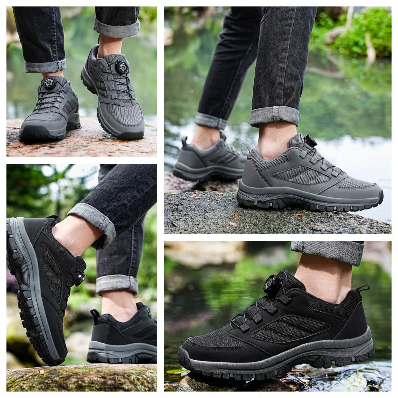 Men'S Spring And Autumn Outdoor Sports Shoes With Rotating Buckle Convenient Comfortable Anti Slip Hiking Shoes Large Size 39-48 - Sun Studio