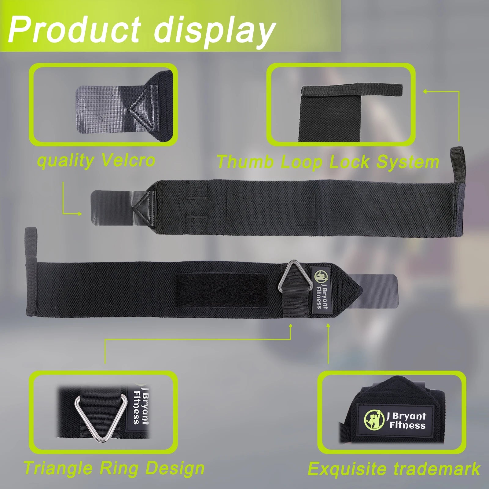 Wrist Wraps with Triangle Ring for Weightlifting, Gym Cable Attachment, Wrist Support Straps for Strength Training, Adjustable - Sun Studio