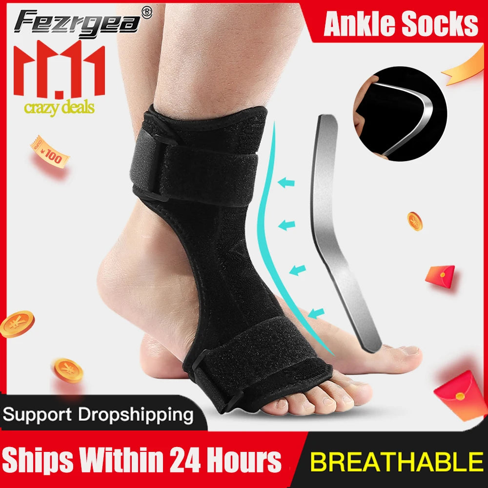 Adjustable Foot Guard Protector Ankle Support Strap Brace Ankle Sprain Orthosis Stabilizer Plantar Fasciitis Aluminum Support - Sun Studio