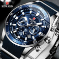 REWARD Blue Business Watches for Men Chronograph Silicone Quartz Wristwatch Man Wrist Watches Male Sports Waterproof Watch - Sun Studio