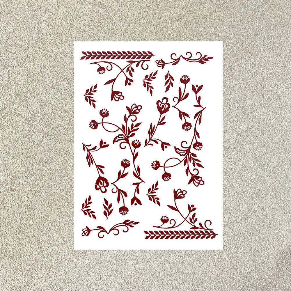Wasserdichtes Blumen Hand Tattoo für Frauen Maroon Henna Tattoo Aufkleber für Hand Finger Körperkunst Einweg Fake Tattoo Festival