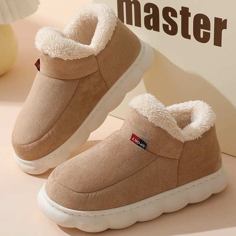 Asgard Men Plush Platform Slippers Winter Warm Outdoor Antiskid Fluffy Soft Cotton Boot Indoor Fashion Cozy Furry Flat Home Shoe - Sun Studio
