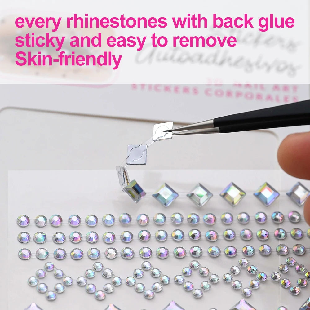 1Pcs Face Diamond Gem Sticker 5D Colorful Rhinestone Tattoo Stickers Fo Festival Nail Body Makeup Bling Jewelry DIY Face Sticker - Sun Studio