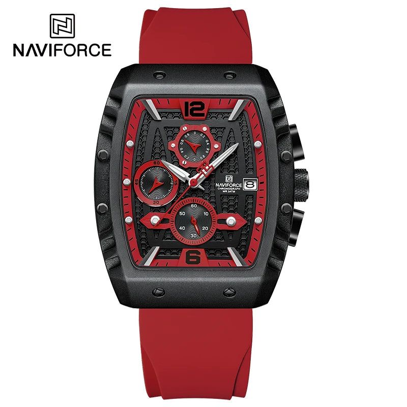 NAVIFORCE Kreative Fassförmige Zifferblatt Männer Uhren Rauchsilica Armband Wasserdichte Quarz Chronograph Datum Anzeige Männliche Armbanduhr