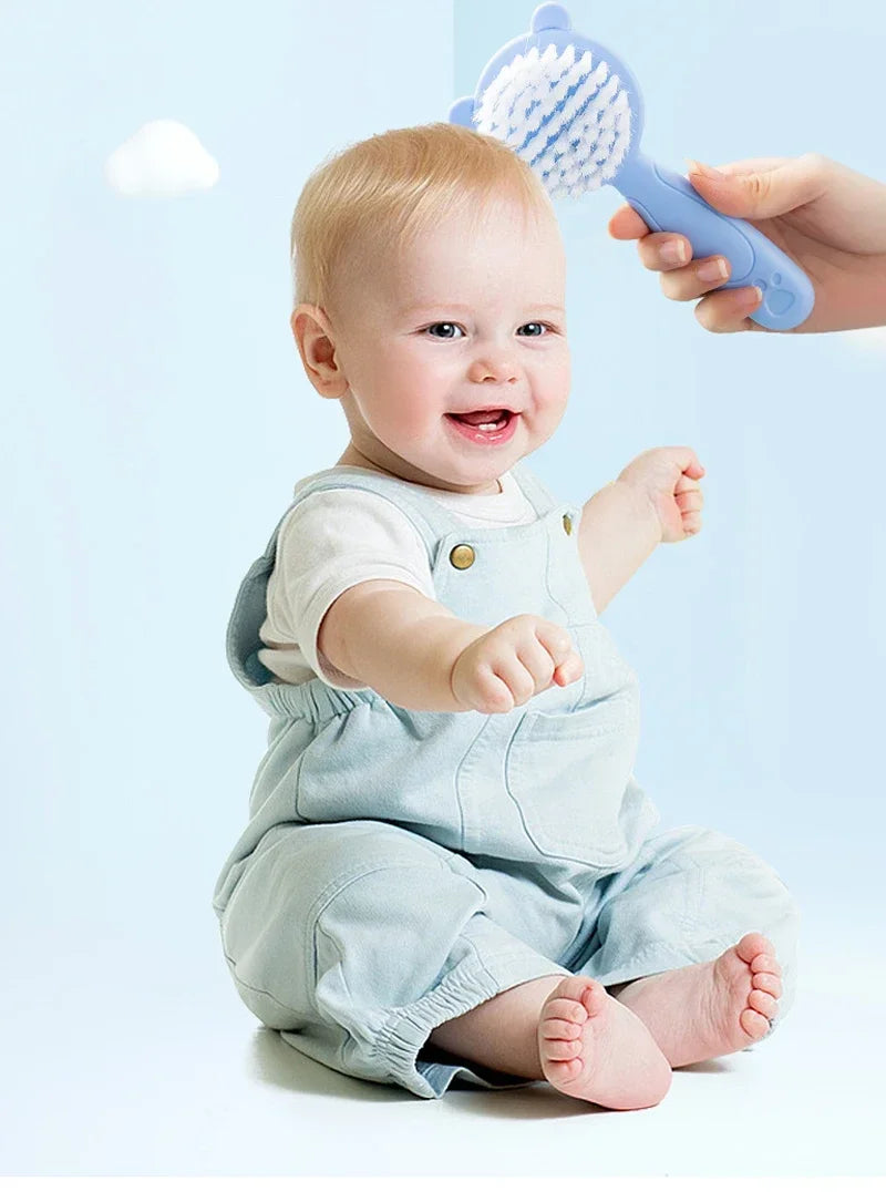 2pcs Set Baby Care Comb Anti-scratch Boy Girl Hairbrush Kids Combs Newborn Hair Brush Infant Comb Head Massager - Sun Studio