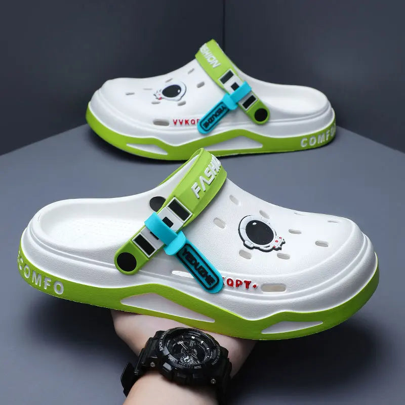 Summer new trend hole shoes outside wear cartoon fashion home home couples non-slip hole sandals beach Baotou slippers men's - Sun Studio
