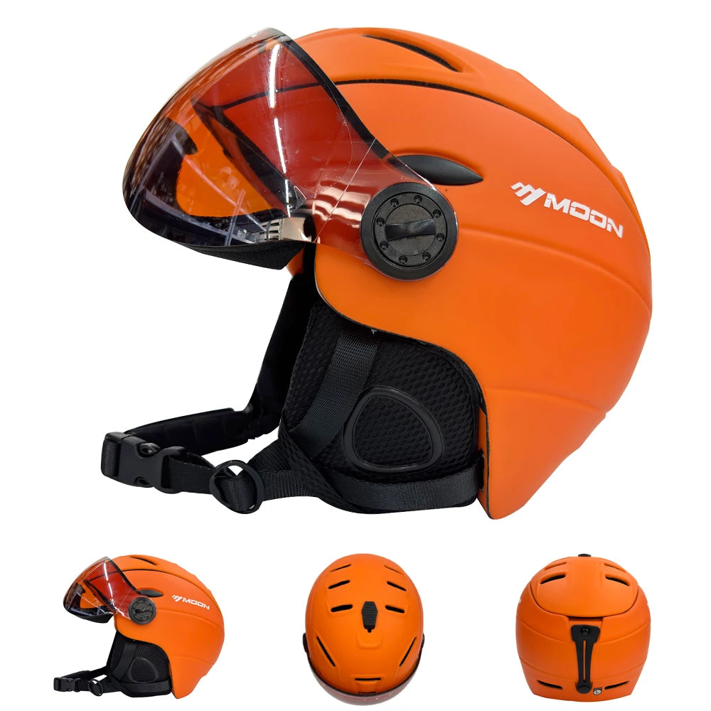 MOON Professional Half-covered Ski Helmet Integrally-molded Sports man women snow Skiing Snowboard Helmets  with Goggles cover - Sun Studio