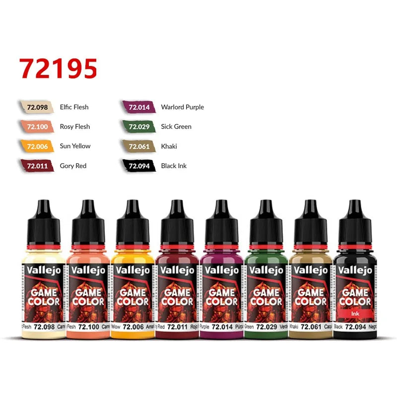 Spani AV vallejo model environmentally friendly water-based Acrylic painti set 8 * 17ml non metallic/game color wash acrylic set - Sun Studio