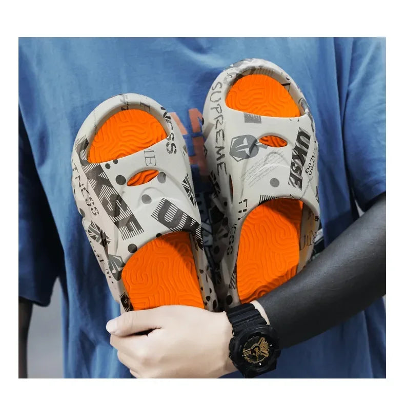 Original New Style Slippers Men's Sandals Summer Fashion Thick Bottom Anti-slip Slip-on Flip Flops Camouflage Beach Slides Shoes - Sun Studio